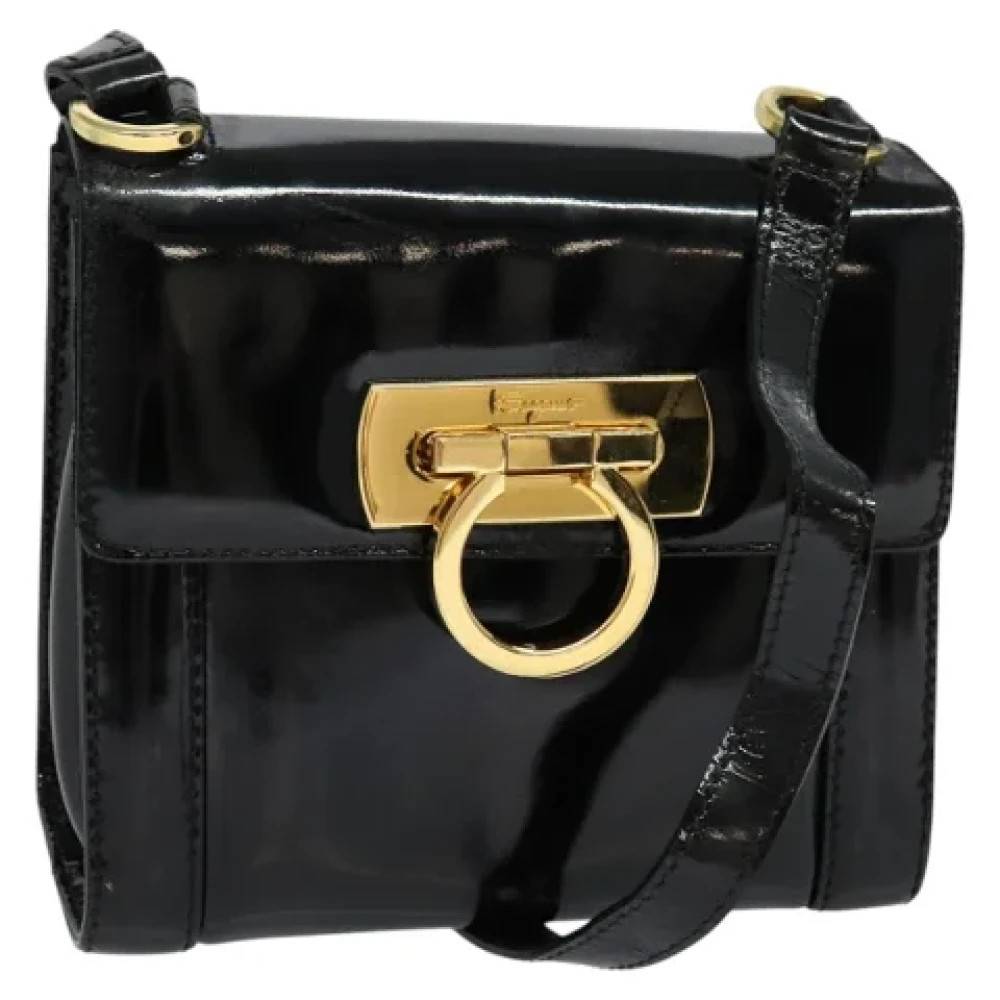 Salvatore Ferragamo Pre-owned Pre-owned Canvas skuldertasker - Vintage - Dame - Sort - ONE SIZE - Uld
