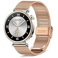 KeeFos Armband för Huawei Watch GT5 41 mm/Huawei Watch GT4 41 MM, nättyg rostfritt stål män och kvinnor metall klockarmband, ersättningsband för Huawei Watch GT5 41 mm/Watch GT4 41 mm – roséguld