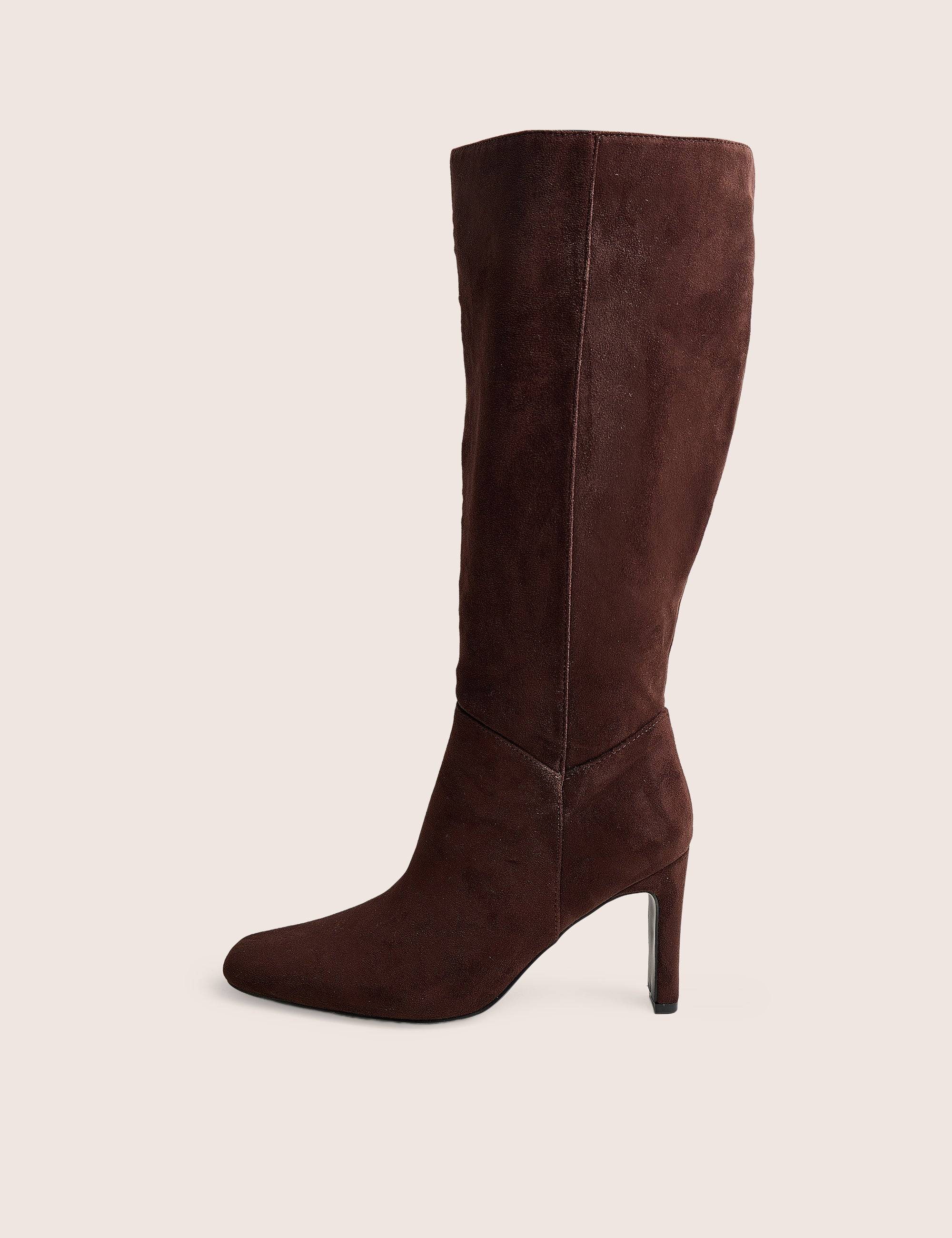 Pose Chocolate Zip Up Knee High Slim Block Heeled Boots - burgundy - UK 5 / EU 38 / US 7