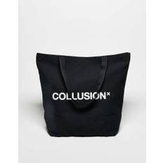 COLLUSION – Unisex – Svart, stor toteväska med logga-Svart/a