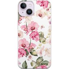 Apple iPhone 15 Plus Gennemsigtigt Telefoncover Rosa blommor