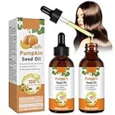 KERANEET Pumpafröolja för hår, 2 stycken Pumpkin Seed Oil for Hair 60 ml, ren pumpafröolja Bio for Hair kallpressad aromaterapi massageolja, reparation av skadat hår för män och kvinnor.