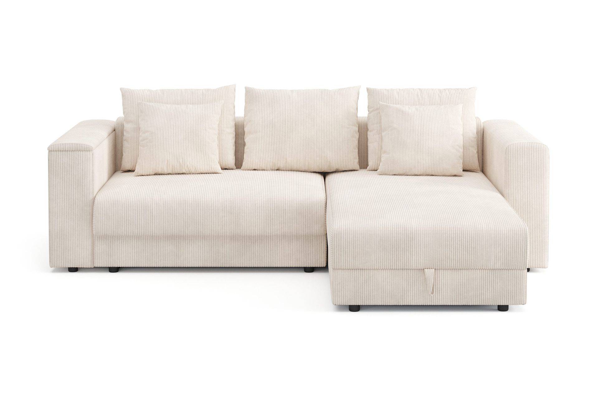 Bergen Extra djup Framåtbäddad 3-sits Bäddsoffa med Divan och Bäddmadrass i Polyesterskum Tvättbar klädsel - Beige Manchester divan Andrarum
