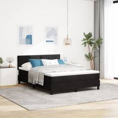 Resårsäng med madrass med madrass Svart 140 x 190 cm tyg