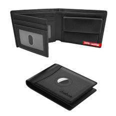 doeboe für Airtag Wallet, Geldbörse Herren Leder mit Münzfach, Trifold Portmonee Herren, RFID-Schutz Portemonnaie Kartenetui Platz für 11 Karten, Slim Wallet mit Geschenkbox