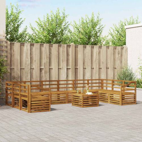 Sektionsoffgrupp 11 pcs Naturfärg Massivt Akaciaträ