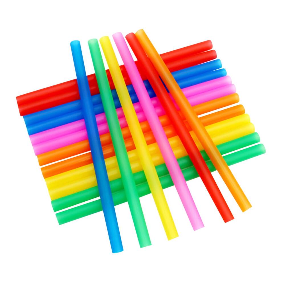100 stk. ensfarvede 8,3" ekstra brede plastik Boba-sugerør, 0,4" spids spids til bobletea og poppende perler - engangs-smoothie-sugerør