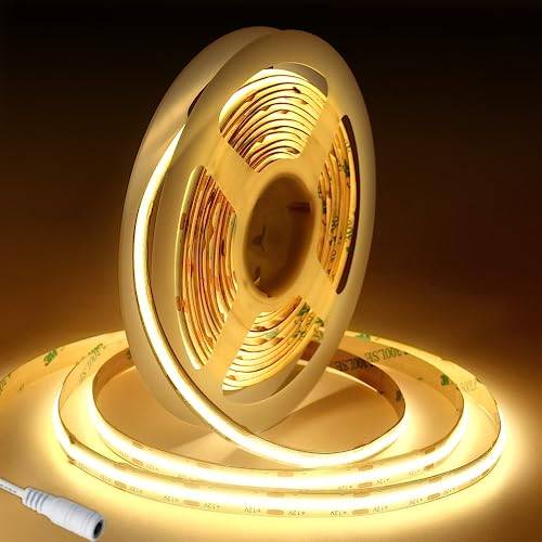 COB LED-remsa 10m,Fosingut DC24V 8mm LED Strip Varmvit 3000K,CRI90+ 320LEDs/m Remsor ljuskedja,Flexibel Självhäftande repljus neonljus för TV-bakgrundsbelysning,Kök,Sovrum,DIY Dekor(Endast Strip)