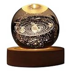 DKSooozs Alla Hjärtans Present Galaxy Crystal 3D Planet Moon Lamp USB LED Night Light E