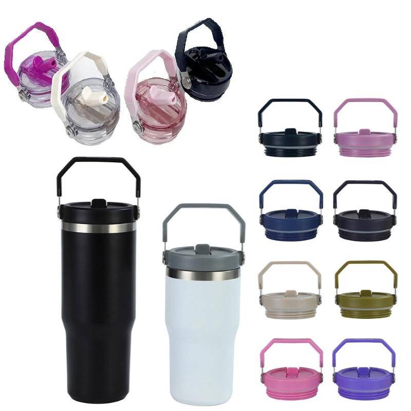 För Stanley 20/30oz IceFlow Läckagesäkert Kopplock Utbytbar Miljöskydd Kreativa Spiralformade Sugrörsmuggsaccessoarer svart