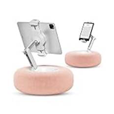 viozon surfplattestativ, Kindle kuddhållare, kompatibel med 4,7 tum – 13 tum telefon/surfplatta, iPad, iPhone, Kindle, mobiltelefonstativ, höjdvinkeljusterbar, 5,7 tum avtagbara kuddar, rosa