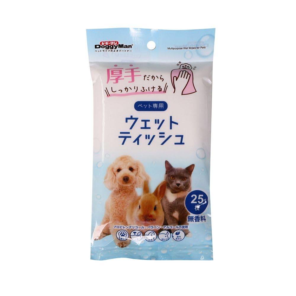 Doggyman 25 wet tissues for pets Pet supplies (Bulk purchase) [×10]