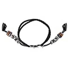 Klockarmband för Honor 5 4, Retro Sports Watch Band Metal Beads Läder Armbandsurrem, Smartwatch Bands For Honor 5 4(svart)