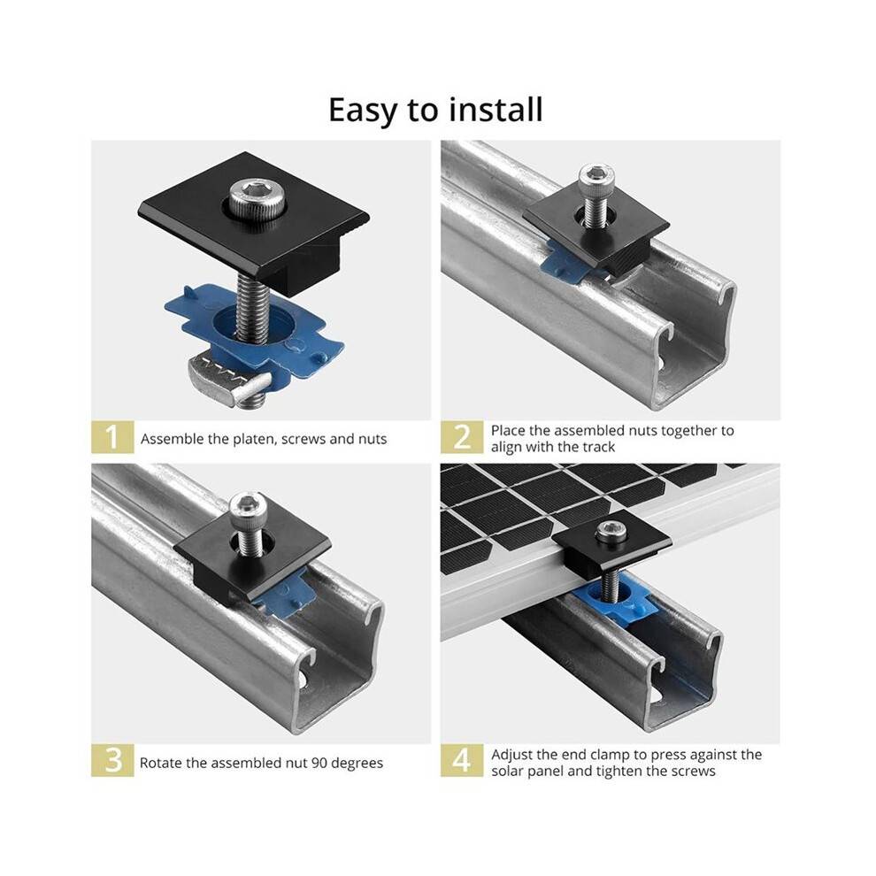 20pcs Solar Panels Mid Clamps , Solar Panel Brackets, Mounting Kit for Metal Roof, Tin Roof, Flat Roof, Sheet Roof, RV