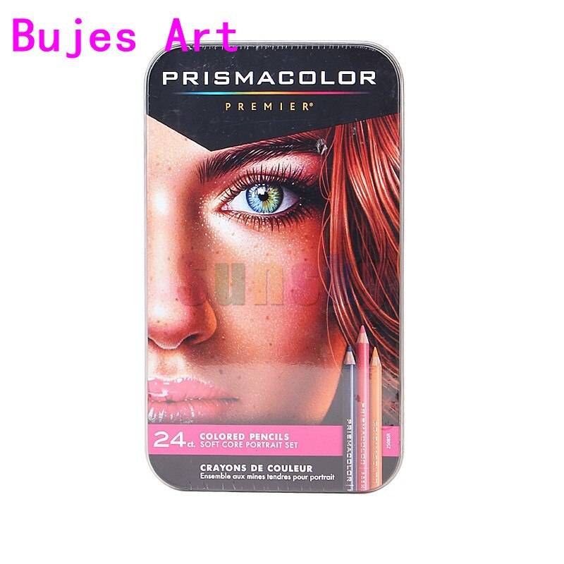 Sanford prismacolor 72 färgpennor 4mm oljefärg blyertsteckning skiss färg penna konstskola leverans målning penna plåtlåda - 24 -färgstecken