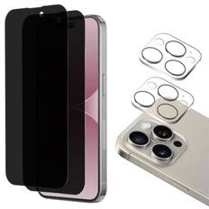 Anti-Spy Tempered Glass for iPhone 15 PRO and Camera Protection [Pack 2] Phonillico® Protective Glass Film