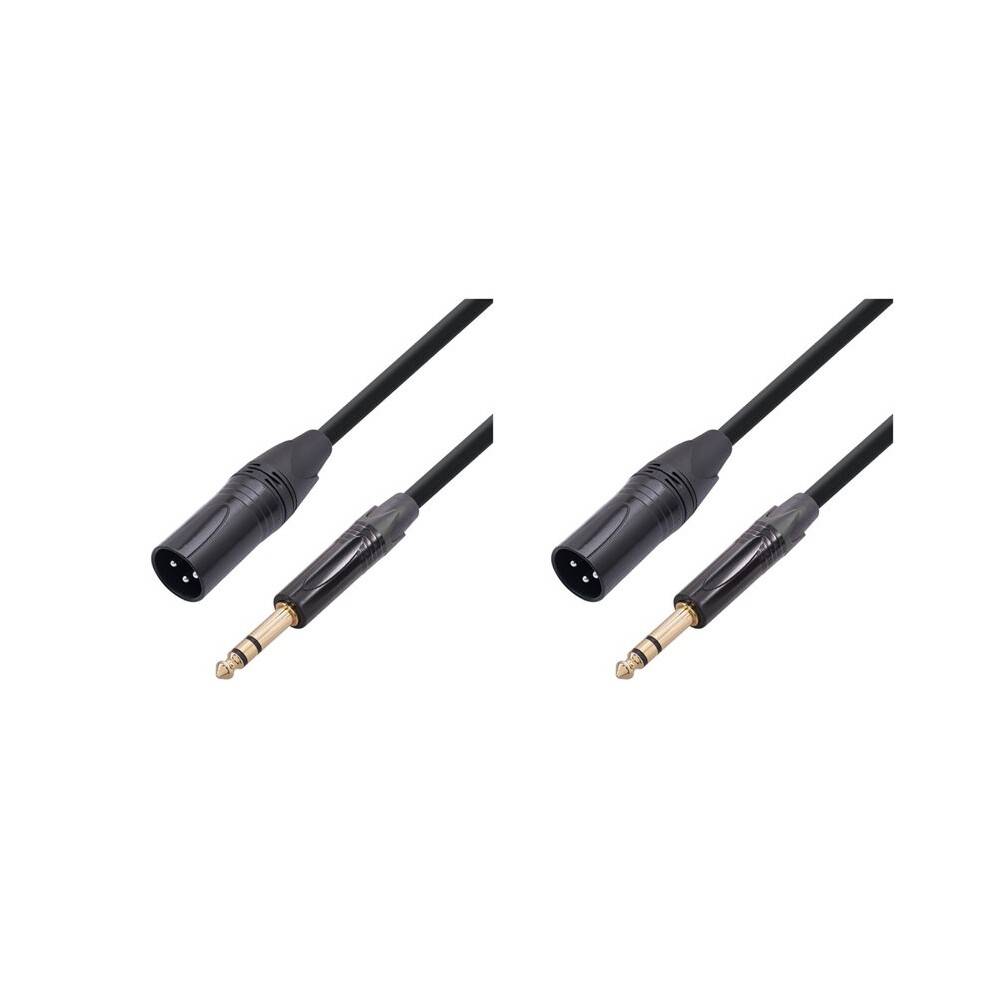 2pcs 6.35mm to XLR Jack Audio Cable 6.35mm (1/4In) Male to 3 PIN XLR Male Balanced Interface Cable, 3 Meter