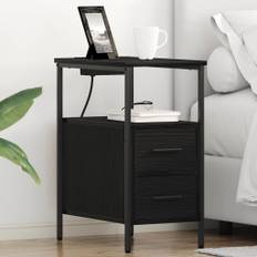 vidaXL Sengebord 2 pcs Sort eg 30 x 48 x 61 cm Konstrueret træ