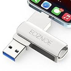 EOZNOE 128 GB USB-minne för iPhone, extern pennenhet, för att spara fler bilder, USB3.0 minne höghastighetspenna kompatibel med iPhone/ipad/Android/PC