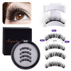 TEMU Set Of 4 Magnetic False Eyelashes With Applicator - Reusable, No Glue Needed, Professional Eye Makeup Tool, -free, Fragrance-free Plastic Material, False Eyelash Kit.