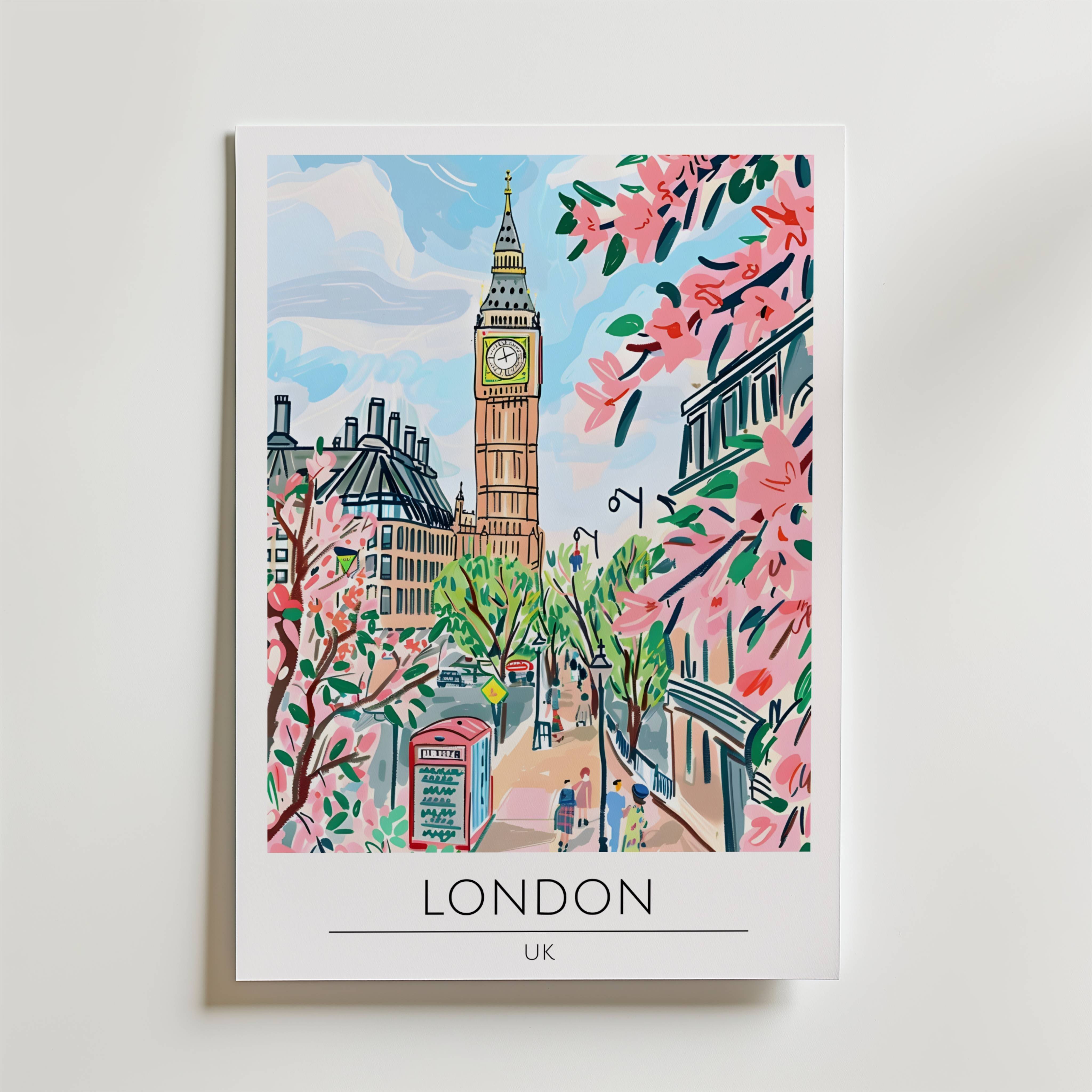 London Blossom Avenue Poster - Premium Canvas 100x140 cm