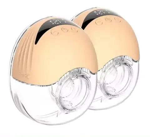Bärbar elektrisk bröstpump för amning Pump BPA-fri Handsfree 4 lägen och 12 nivåer Bröstpump med LED-display, 2 delar - guld