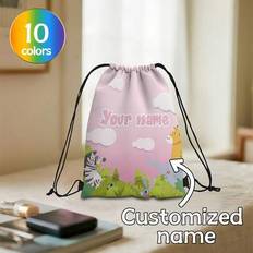 1pc Customized Personalized Name Drawstring Backpack, Cartoon Element Design, Exclusive Travel Bag, Lightweight Drawstring Backpack Suitable For Sport - Multicolor - L,M,S