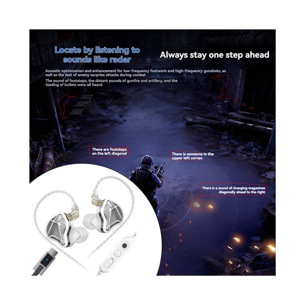 KZ Axas Gaming Earbuds Wired with Mic & USB-C for PS4 PS5 PC Noise Isolation IEM Low Latency Earphones for Laptop Mobile B