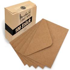 Japun – Briefumschläge (100 Stück) aus Kraft-Papier, Kuvert, Umschlag ohne Fenster - DIN C5-220 x 156 mm - braun