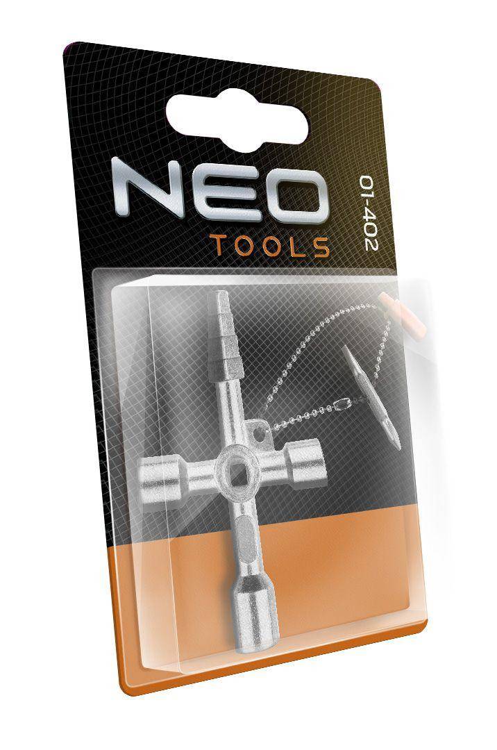 NEO Tools 01-402 Universalnøgle til El-, Gas-, Varme-, VVS- og Elevatorinstallationer - Firkantet