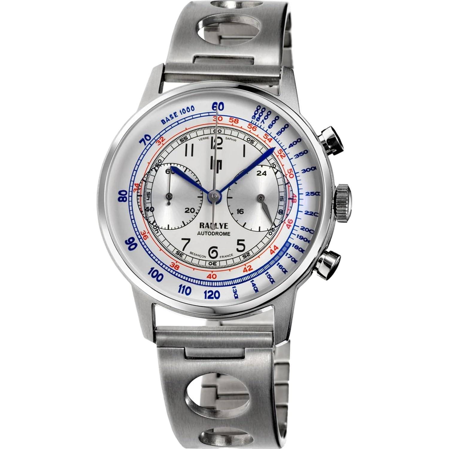 RALLYE Rallye Autodrome 40 Racing Metal Band with Black Leather Authorized Dealer [LIP] Silver/White Set, 40mm, 671827,