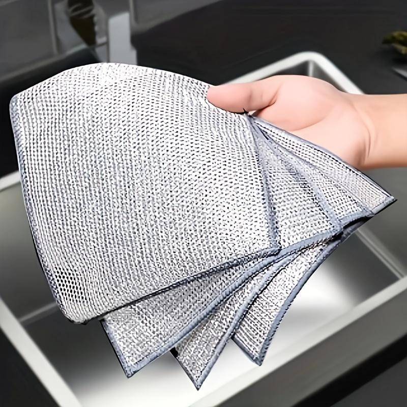 20Pcs Non-Scratch Steel Fleece Scrubbers Easily Remove Grease, Oil, and Dirt - Reusable and Washable Suitable for Kitchen, Bathroom