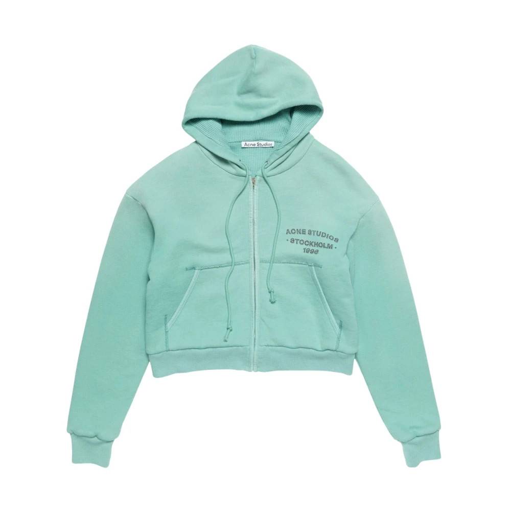 Acne Studios Sprayed Zip Hoodie - Sweatshirts - Dame - Grøn - M/L - Bomuld