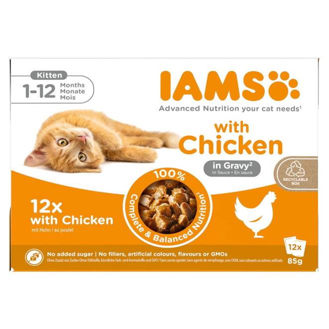 Iams Delights in Gravy Multipack Kitten Chicken 12x85 g