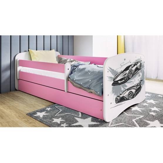Kocot Kids Barnsäng - Babydreams Rosa Med Madrass - Sportbil 140x70 Cm
