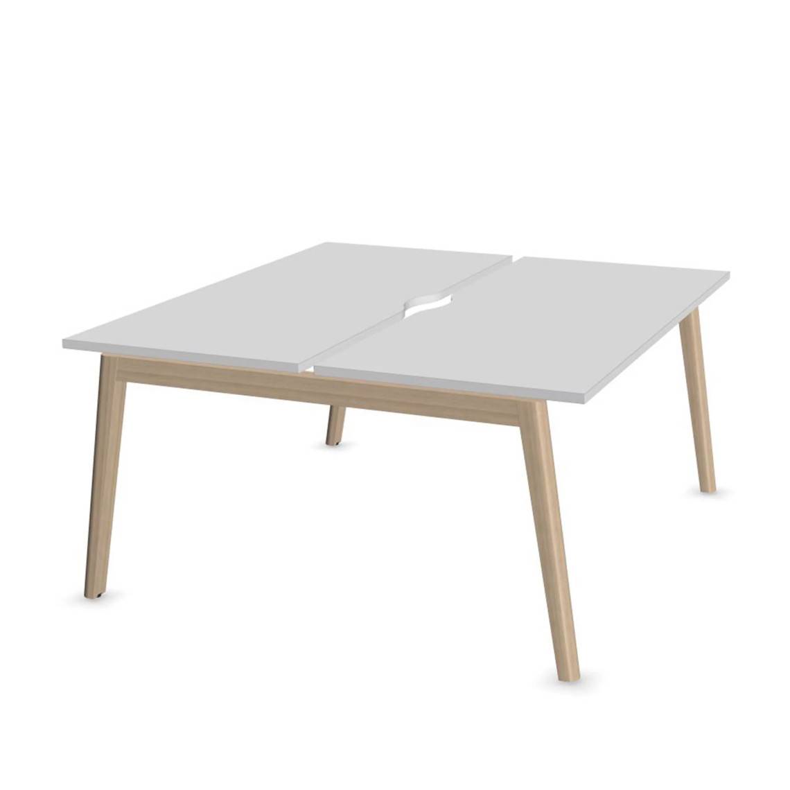 Dobbelt skrivebord Nova Wood, Bredde 160 cm, Design Ash Stained Light Grey / White.