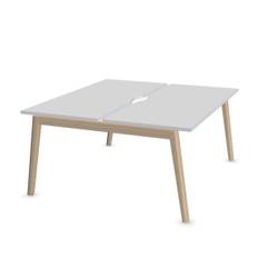 Dobbelt skrivebord Nova Wood, Design Ash Stained Light Grey / White, Bredde 160 cm