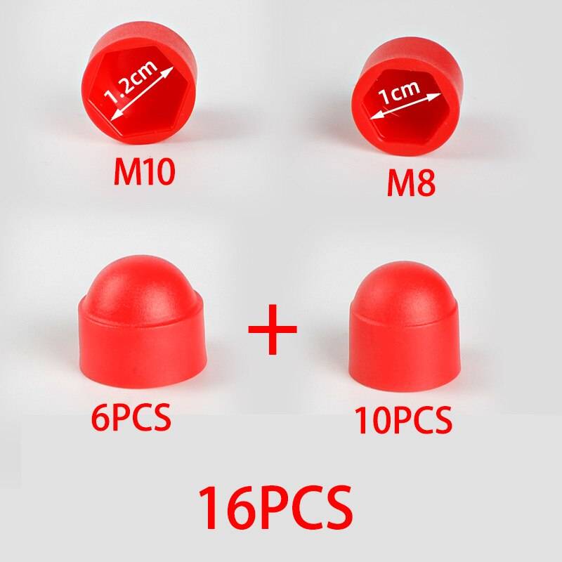 M8 M10 Bult & Mutterhylsor - 16 st röd