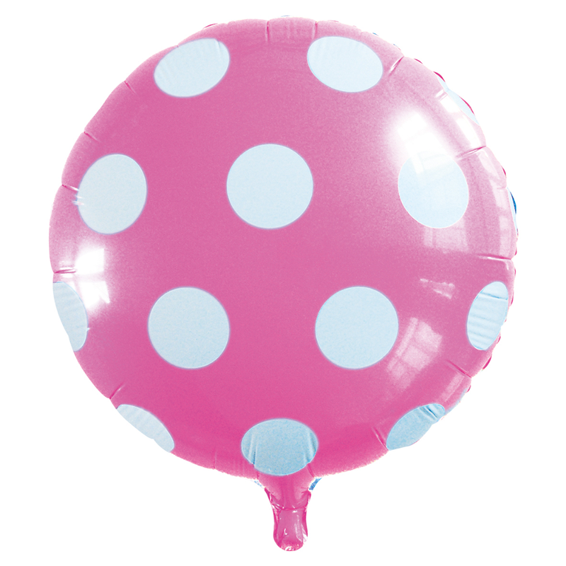 Lyserød Folieballon med Polka Prikker til Barnedåb og Børnefødselsdag