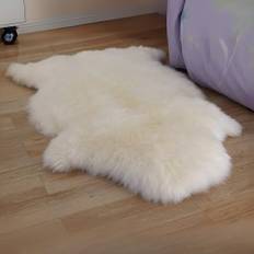Woolous fårskinnsmatta, Nya Zeeland stort långt hår äkta naturligt lammhud pälsfluffigt område riktigt kast av fårskinn fårskinnstäcke för sovrum och vardagsrum (enskinn 2x3 fot, elfenbensvit).