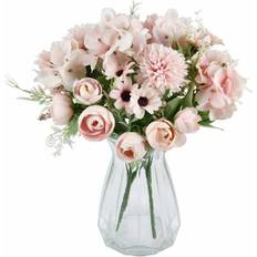 Kunstig Buket 2 Stykker Kunstige Roser Pioner Hortensiaer Nellik Kunstige Blomster Blomsterarrangementer