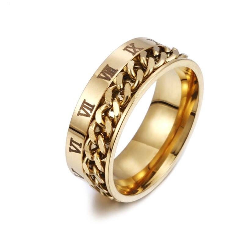 Fidget Spinner Ring i Rostfritt Stål Roterbar - Guldstorlek 11