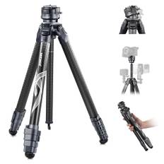 NEEWER LITETRIP LT32 62" Reisestativ aus Kohlefaser mit ±15° nivellierbar 360° Panoramakopf abnehmbar Mittelachse Schnellverschluss Arca QR Platte, kompatibel mit Peak Design Capture V3(früher TP62)