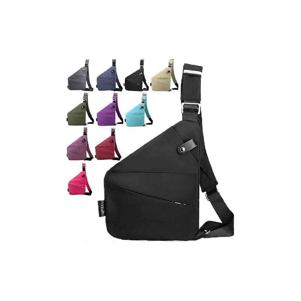 Tyverisikret rejsetaske til kvinder, crossbody-taske med sikkerhedslommer, kompatibel med DB - Sort