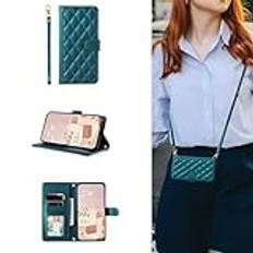 ESONG Crossbody mobilfodral för Xiaomi Redmi Note 13 Pro+ Plus 5G,Premium PU läder flip plånbok telefonfodral,vikbart case för kvinna med Korthållare,Magnetisk,ställ,stötsäkert Skal Grön