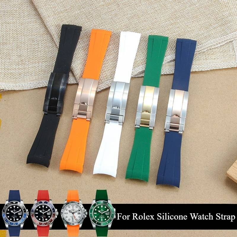 For Rolex Yacht-Master Submariner Datejust Premium Silicone Watch Strap Folding Clasp Sweatproof Lightweight Accessories 20 21mm