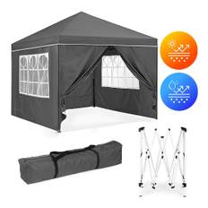 Trädgårdspaviljongtält 3x3 m Pop-Up med 4 sidoväggar MultiGarden