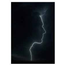 Lightning Face plakat 35x50 cm (B3) / Hvid Egetræ