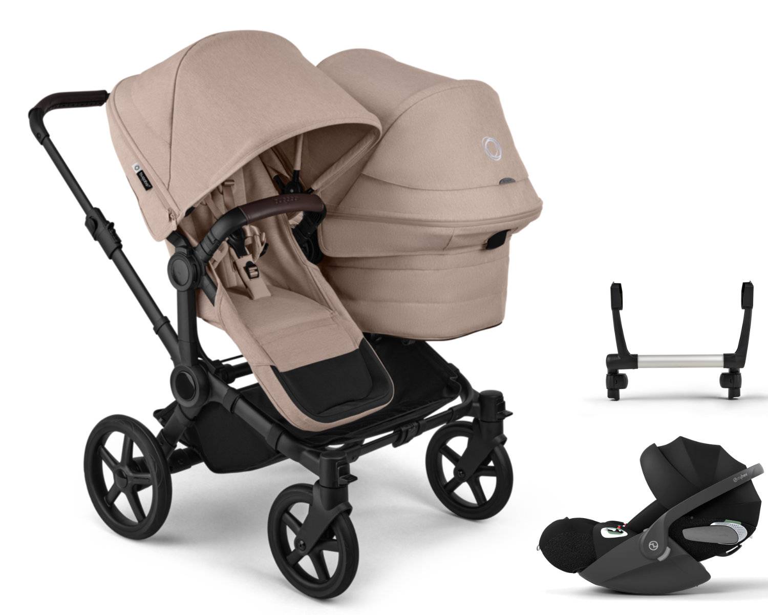 Bugaboo Donkey 6 Duo 3-in-1 Set incl. Cybex Cloud T i-Size - Black / Desert Taupe Melange