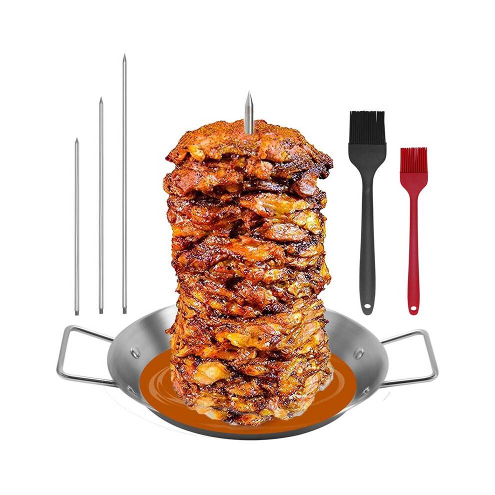 Al Pastor Skewer for Grill, Stainless Steel Vertical Skewer, Brazilian Vertical Spit Stand with 3 Removable Spikes